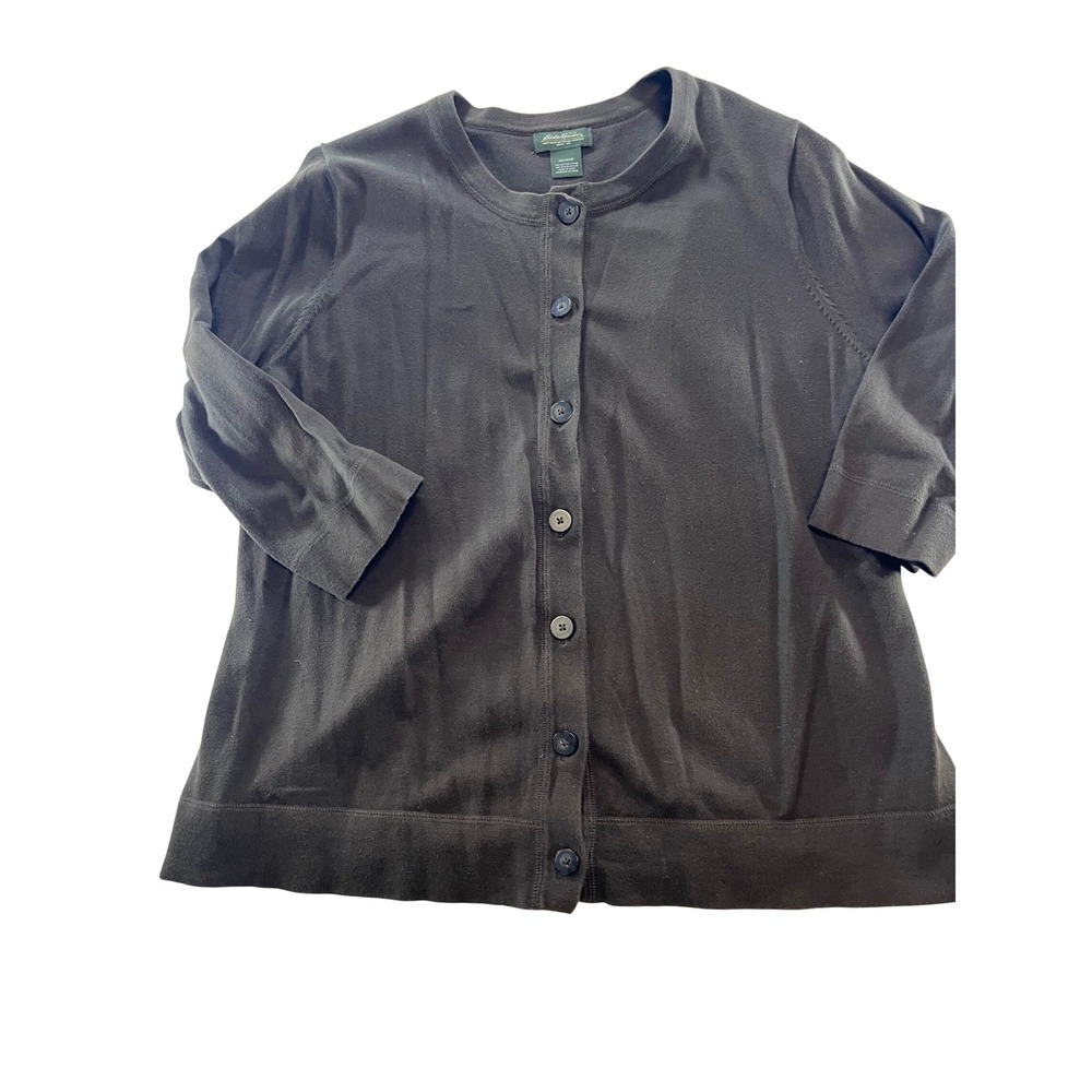 Eddie Bauer‎ Womens Cardigan Sweater Brown Button Front 3/4 Sleeve Size XXL